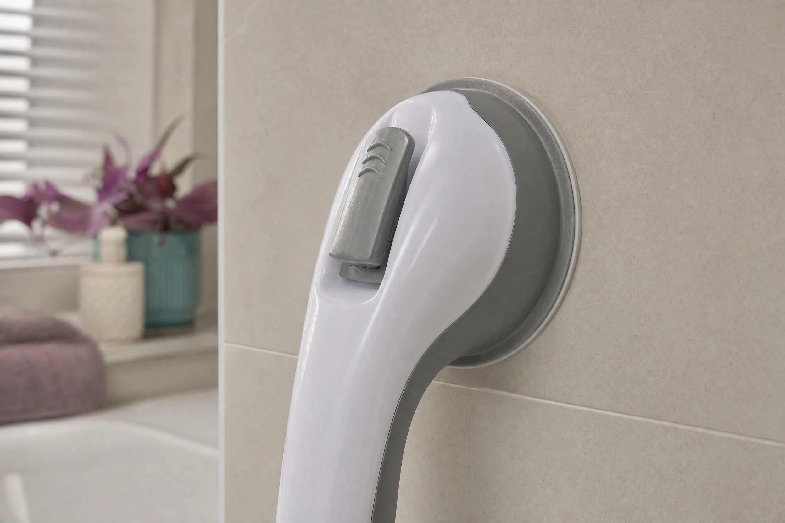Close view of a suction handle flip latch.